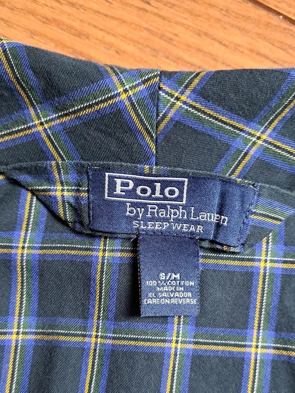 Vintage Polo Ralph Lauren Plaid Cotton Robe S/M Blue Green Sleepwear